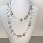 Quartz and Pearl Long Tie Wire Necklace